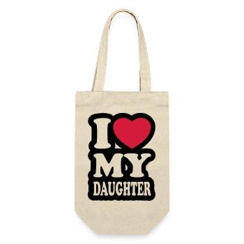 I love my daughter - Ich liebe meine Tochter - Geschenkbeutel für Flaschen - Natur - Vorne