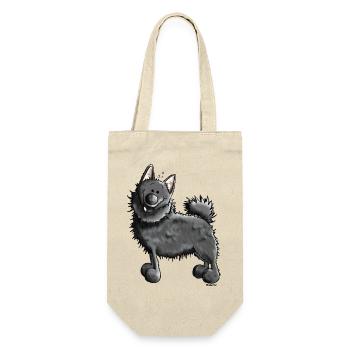 Lustiger Schipperke - Hund - Geschenkbeutel für Flaschen - Natur - Vorne