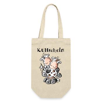 KUHschelnde Kühe - Kuh - Geschenkbeutel für Flaschen - Natur - Vorne