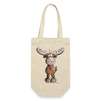 Lustiger Elch - Geschenkbeutel für Flaschen - Natur - Vorne
