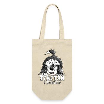 Süßer Tibet Terrier - Geschenkbeutel für Flaschen - Natur - Vorne