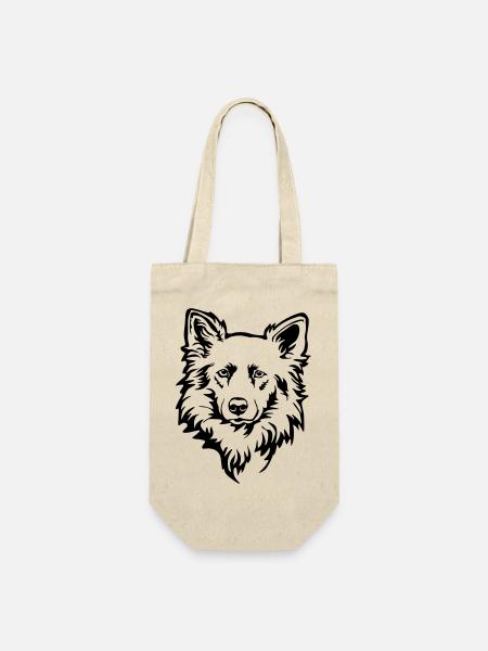 Harzer Fuchs (Atldeutscher Hütehund) Kopf - Geschenkbeutel für Flaschen - Natur