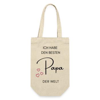 Ich habe den besten Papa der Welt - Schriftzug - Geschenkbeutel für Flaschen - Natur - Vorne