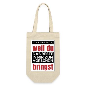 Du bist das Beste war mir passieren konnte. - Geschenkbeutel für Flaschen - Natur - Vorne