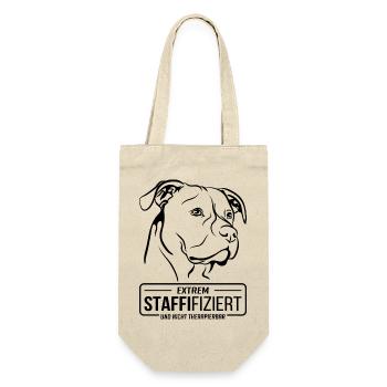 STAFFIFIZIERT American Staffordshire Hund Wilsigns - Geschenkbeutel für Flaschen - Natur - Vorne