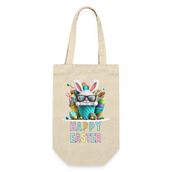 Frohe Ostern - Froher Osterhase - Geschenkbeutel für Flaschen - Natur - Vorne
