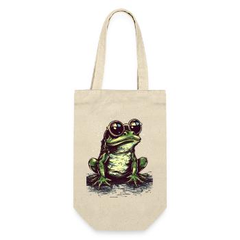 Cooler grüner Frosch mit Sonnenbrille - Geschenkbeutel für Flaschen - Natur - Vorne