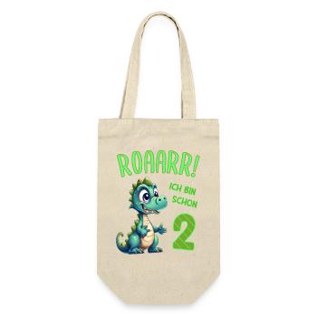 2 Jahre alt 2. Geburtstag Kindergeburtstag Baby - Geschenkbeutel für Flaschen - Natur - Vorne
