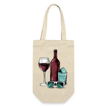 Bouteille de vin et lunettes n°2 - Sac à bouteille - nature - Devant