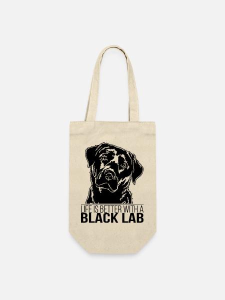 Black Lab Labrador life is better Wilsigns Labbi - Geschenkbeutel für Flaschen - Natur