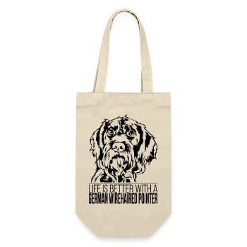 German Wirehaired Pointer life is better Wilsigns - Geschenkbeutel für Flaschen - Natur - Vorne