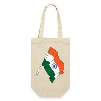 Flagge Indien - Geschenkbeutel für Flaschen - Natur - Vorne