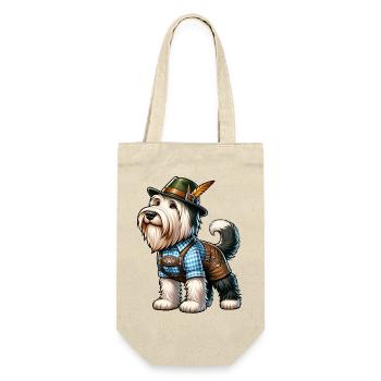 Bearded Collie Hund Bayern - Geschenkbeutel für Flaschen - Natur - Vorne