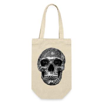 Skull, metallic, sequins, rivets, silver - Gift Bag for Bottles - nature - Front