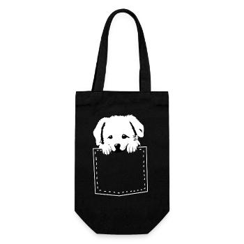 süßer Hund auf Brust - Geschenkbeutel für Flaschen - Schwarz - Vorne