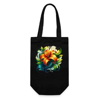 Strahlende BlüteGross - Geschenkbeutel für Flaschen - Schwarz - Vorne