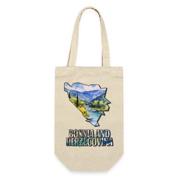 Aquarell Landkarte Bosnien und Herzegowina - Geschenkbeutel für Flaschen - Natur - Vorne