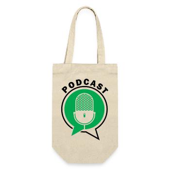 Podcast Mikrofon Sprechblasen - Geschenkbeutel für Flaschen - Natur - Vorne