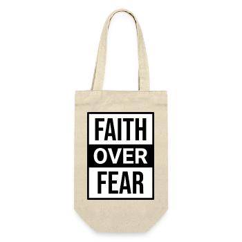 Text Glaube Über Angst Motivation Religion T-Shirt - Geschenkbeutel für Flaschen - Natur - Vorne