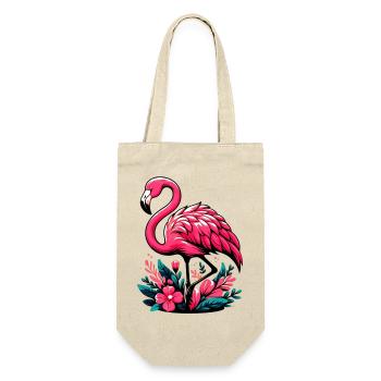 Flamingo - Geschenkbeutel für Flaschen - Natur - Vorne