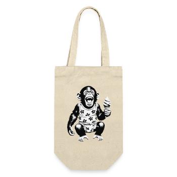 Laughing monkey with ice cream - Gift Bag for Bottles - nature - Front