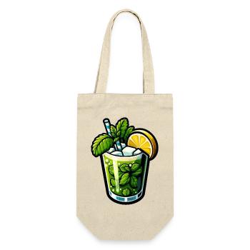 Mojito Cocktail Rum Limette Minze - Geschenkbeutel für Flaschen - Natur - Vorne