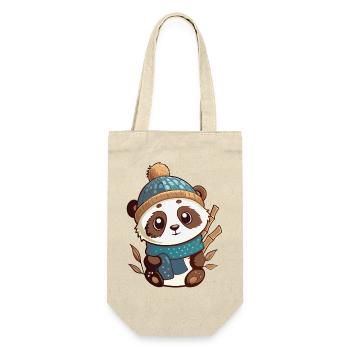 Cute panda with scarf and bobble hat. - Gift Bag for Bottles - nature - Front
