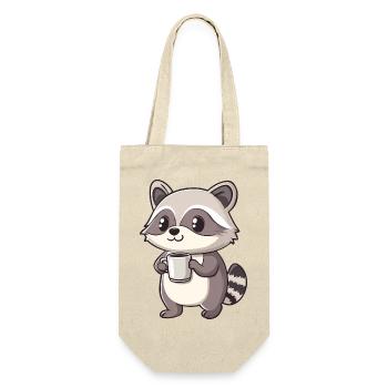 Cute Raccoon Holding Coffee Cup - Adorable design - Gift Bag for Bottles - nature - Front