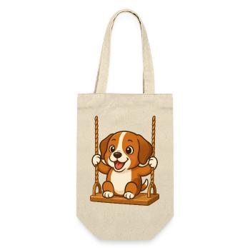 Cute Beagle Cartoon Dog on Swing Swings - Gift Bag for Bottles - nature - Front