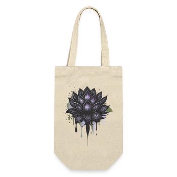 Dunkle Lotusblüte mit Farbverlauf & Tropfeffekt - Geschenkbeutel für Flaschen - Natur - Vorne