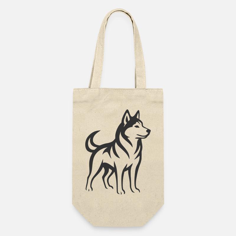 husky - Geschenkbeutel für Flaschen - Natur