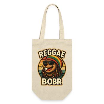 Reggae Bobr – Rasta-Biber - Geschenkbeutel für Flaschen - Natur - Vorne