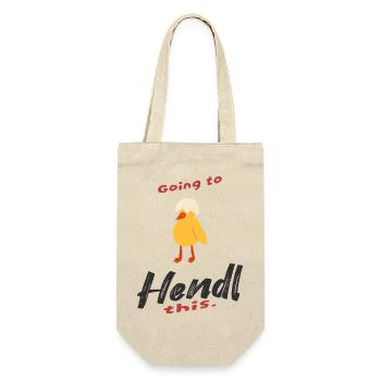 Handel-Design mit Huhn und Humor - Geschenkbeutel für Flaschen - Natur - Vorne
