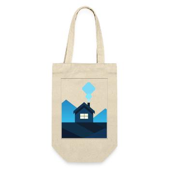 Abstract Minimalist House in Blue - Gift Bag for Bottles - nature - Front