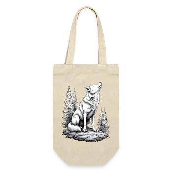 Wolf Rock Drawing Sketch Black White - Gift Bag for Bottles - nature - Front
