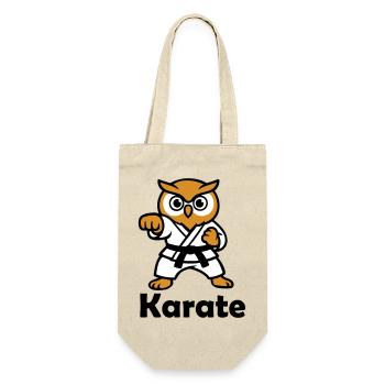 Karate Eule - Geschenkbeutel für Flaschen - Natur - Vorne