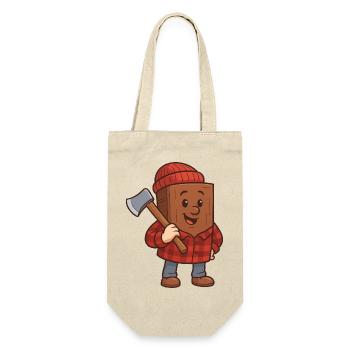 Wooden block with axe Cheerful design - Gift Bag for Bottles - nature - Front