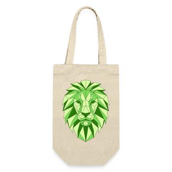Tête de lion géométrique en vert - Sac à bouteille - nature - Devant