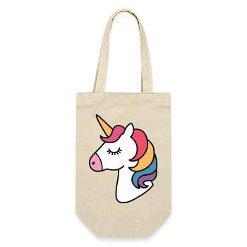 Regenbogen-Einhorn - Geschenkbeutel für Flaschen - Natur - Vorne