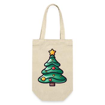 Festive Christmas Tree Illustration - Gift Bag for Bottles - nature - Front