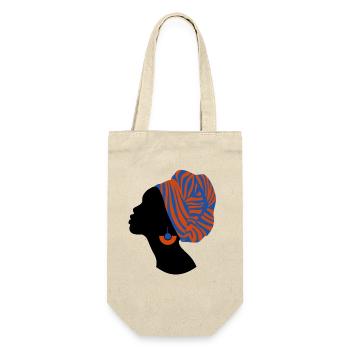 Afrikanische Frau Traditionelles Design Afrika - Geschenkbeutel für Flaschen - Natur - Vorne