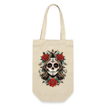 Sugar Skull Femme with Roses - Gift Bag for Bottles - nature - Front