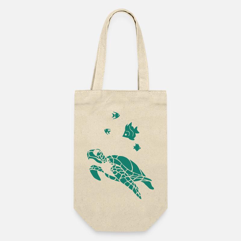 Turtle anf Flag fish - Geschenkbeutel für Flaschen - Natur