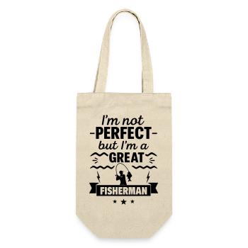 Nicht perfekt aber ein super Angler - Geschenkbeutel für Flaschen - Natur - Vorne