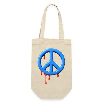 STOPP KRIEG – Frieden & Liebe - Geschenkbeutel für Flaschen - Natur - Vorne