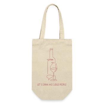 Drinks & Judging – One Line Art - Geschenkbeutel für Flaschen - Natur - Vorne