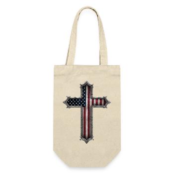 USA Cross Flag - Gift Bag for Bottles - nature - Front