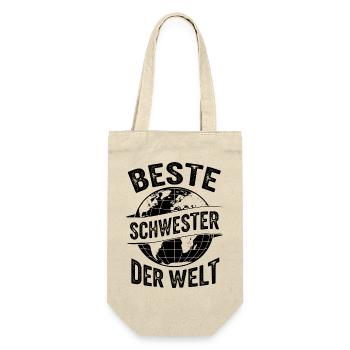 Beste Schwester der Welt Geschenk  - Geschenkbeutel für Flaschen - Natur - Vorne