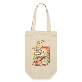 Lustige orangefarbene Züge mit Kurzhanteln Power Juice Box - Geschenkbeutel für Flaschen - Natur - Vorne