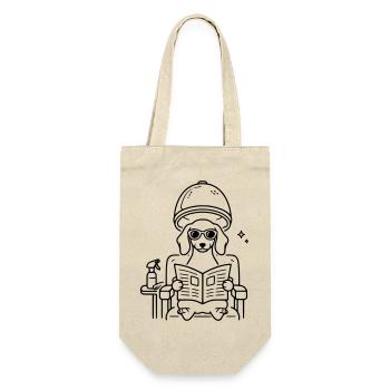 Hund Dackel beim Frisör Minimalistisch Line Art - Geschenkbeutel für Flaschen - Natur - Vorne